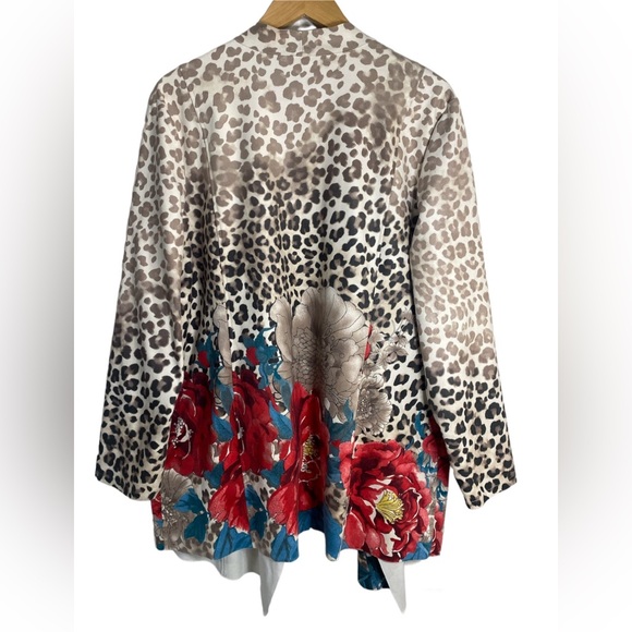 Chicos Women’s Size XL Leopard Floral Printed Sueded Drape Jacket - Picture 5 of 10